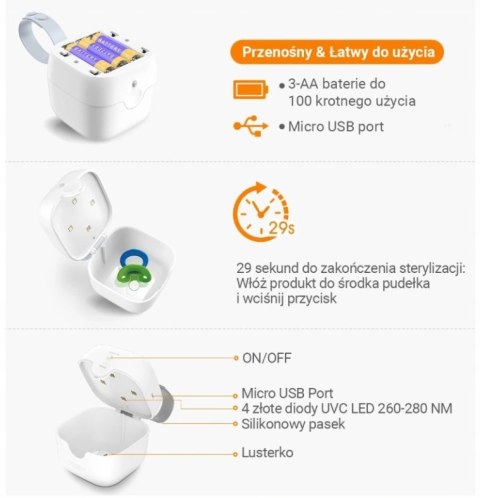 59S MINI STERYLIZATOR ELEKTRYCZNY UVC LED PUDEŁKO 59S MINI STERYLIZATOR ELEKTRYCZNY UVC LED PUDEŁKO