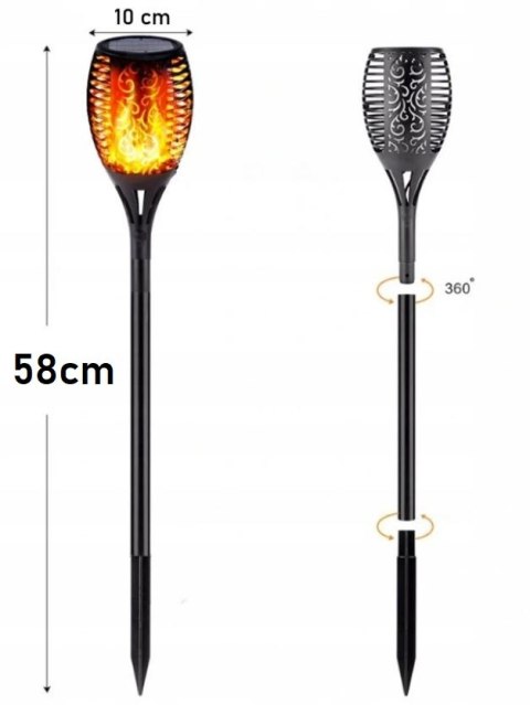 Pochodnia LED Lampa solarna 48cm 33 LEDy 8 sztuk Pochodnia LED Lampa solarna 48cm 33 LEDy 8 sztuk